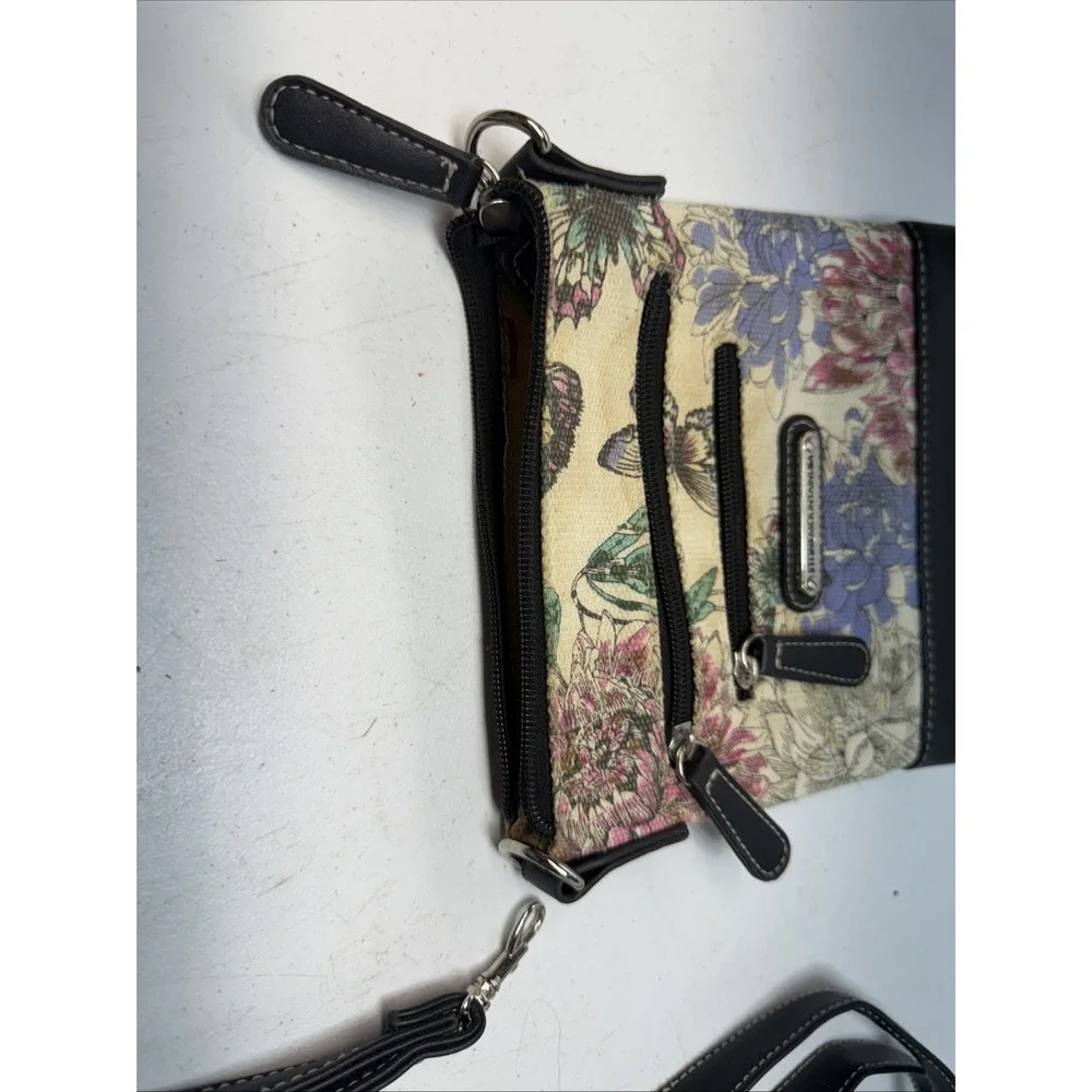 Stone Mountain USA Floral Butterflies Crossbody Shoulder Handbag purse Zipper‎